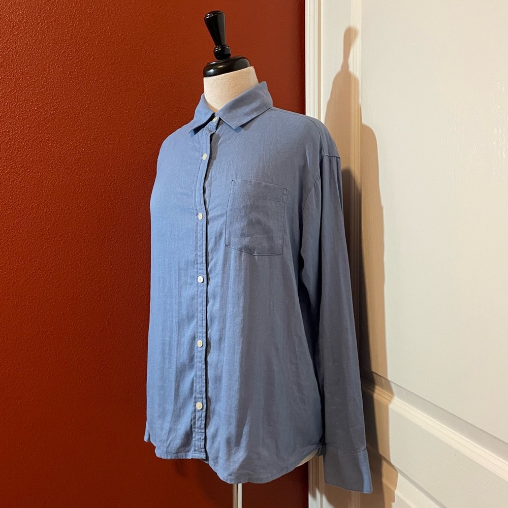 Pendleton Women’s Classic Blue Button Down Long Sleeve Casual Work Shirt Top